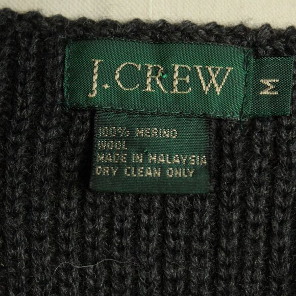 J Crew Mens Merino Wool Dark Gray Sweater, Size Medium, V Neck Pullover - Picture 7 of 11